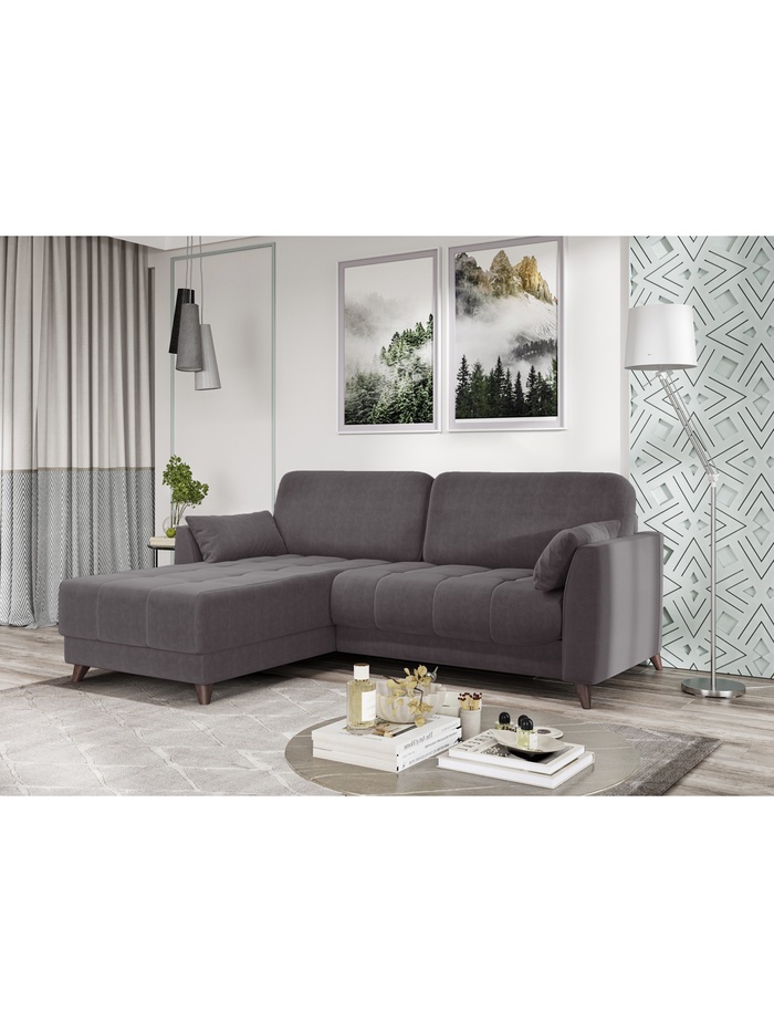 Диван угловой «Скандинавия», левый, НПБ, тик – так, цвет серый Newtone antracite