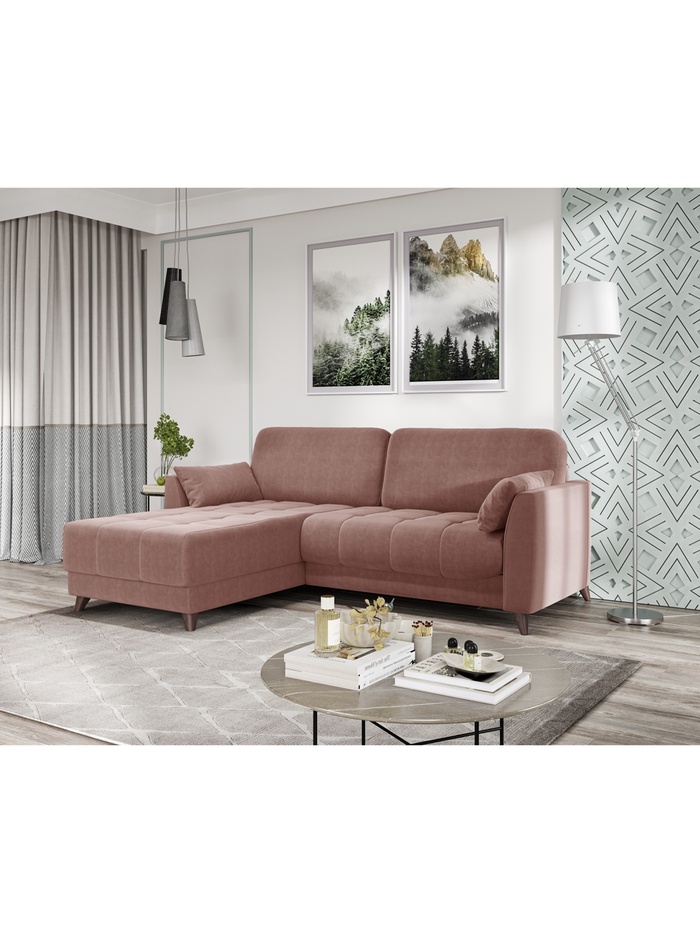 Диван угловой «Скандинавия», левый, НПБ, тик – так, коралловый ultra coral